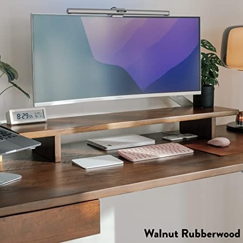 Desky Monitor Stand – Ergonomic Wood Riser for Single or Dual Monitors, Desk Shelf Organizer to Elevate Screen Height – Classic Oak - Image 7