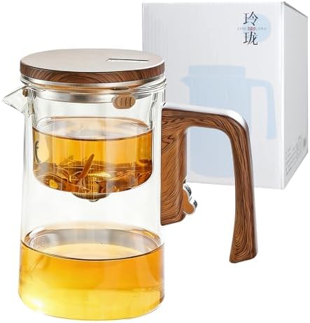 23oz Magnetic Glass Teapot, Enchanti Tea Pot，Glass teapot with infuser，Tea Water Separation, One Touch Automatic Water Discharge, All Glass Inner Liner, High Borosilicate Glass Tea Infuser by Unknown