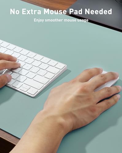 Aothia Faux Leather Desk Mat - Large Mouse Pad, Non-Slip PU Leather Blotter, Waterproof Writing Surface for Office and Home (Light Blue, 40" x 24") - Image 4
