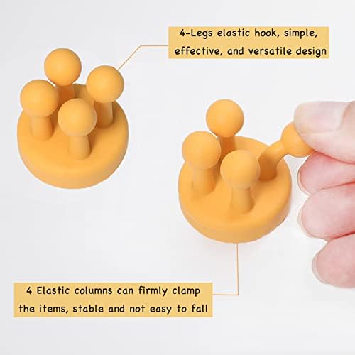 iBetterLife Silicone Toothbrush Shower Holder - 6Pcs Self Adhesive Wall Mounted Single Hook for Hanging Tooth Brushing, Functional Utility Plug Holder for Bathroom Kitchen Living Room Office, Yellow - Image 4