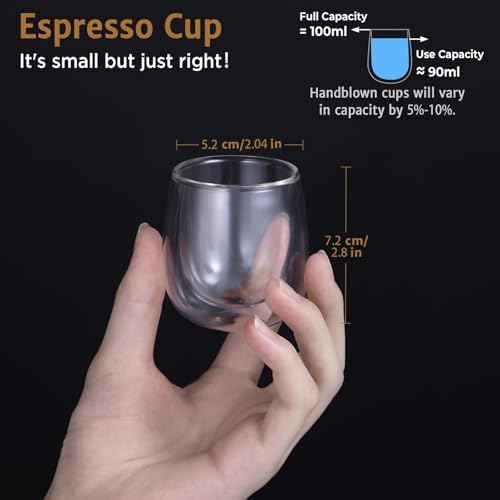 glastal Double Walled Espresso Coffee Glass Cups 100ml (4oz) Set of 6 - Image 2