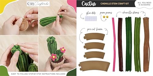 WeVeel Cozy Craftworks Four Plants Chenille Stem Craft Kit Bundle for Teens & Adults – Mindful DIY Plant Craft, Tactile Pipe Cleaner Art Kit with QR Video Tutorials - Image 4