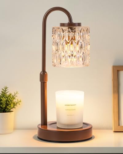 CASTLELIFE Dimmable Candle Warmer Lamp with Timer, Height Adjustable Candle Warmer for Jar Candles, Electric Wax Melt Warmer for Home Decor House Warming Gifts, Birthday Gifts for Women, Brown-Glass by CASTLELIFE