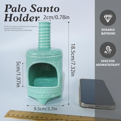 Mougigi Light Green Palo Santo Burner Holder-Mini Chiminea Smudging Bowl - Image 2