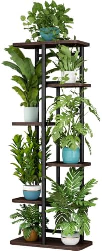 LINZINAR Plant Stand Indoor 6 Tier Metal Corner Tall Flower Shelf by LINZINAR
