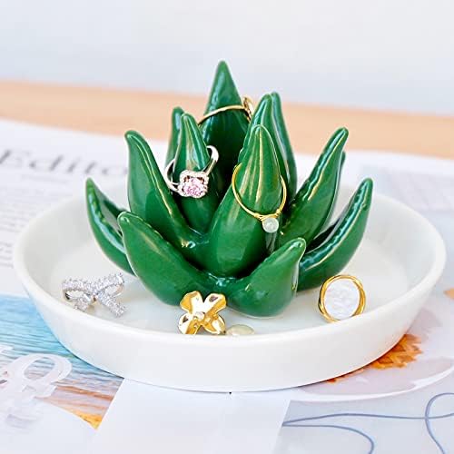 PUDDING CABIN Succulent Ring Holder Dish Cactus Gift for Women Birthday Gift for Mom Friend Bridesmaid Wedding Christmas Valentines Housewarming Gift, Decorative Cacti Decor for Home Gifts - Image 2