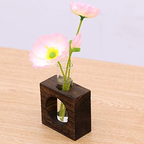 Glass Single Test Tube Vase in Wooden Stand Flower Pots for Hydroponic Plants Office Home Decoration - Image 6