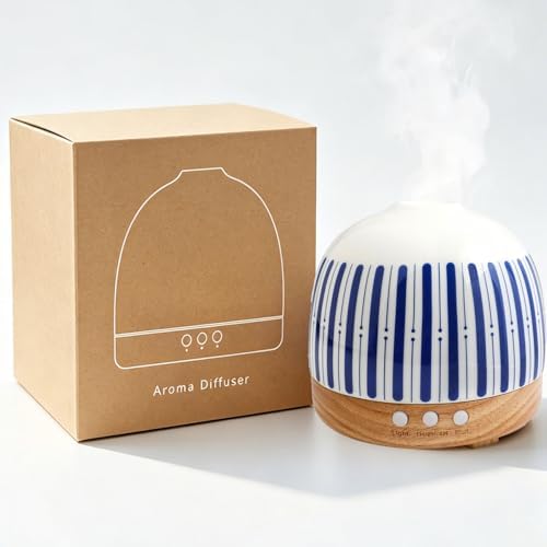 Essential Oil Diffuser Blue Aromatherapy for Large Home, 300ML Aroma Diffusers Humidifier, 3 Color LED Lights, Quiet Cool Mist Diffuser for Bedroom, Office, for Women Gift by Slmiracle