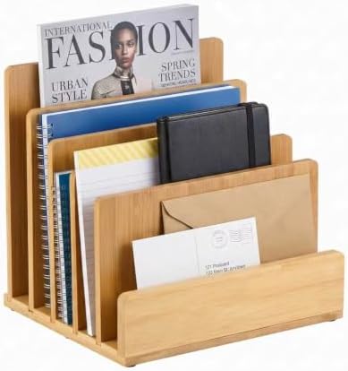 Bamboo Mail Organizer, File Holder for Office, Countertop by Unknown