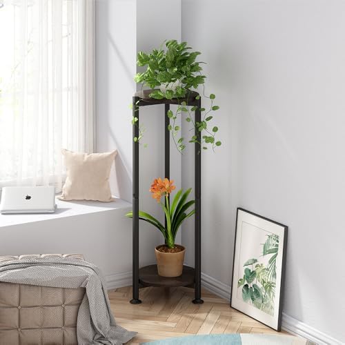 2 Tier Plant Stand Indoor Corner Tall Round Shape Plant Shelf - Image 3