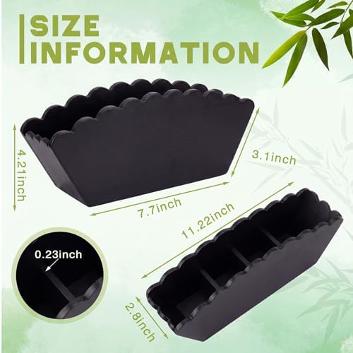 Jetec Scalloped Black Pencil Holder, 4 Compartment Wooden Desk Organizer - Image 2