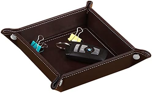 YAPISHI Valet Tray Leather Catchall Jewelry Tray Dice Box Bedside Tray Key Phone Coin Change Watches and Candy Holder Sundries Entryway Tray by YAPISHI