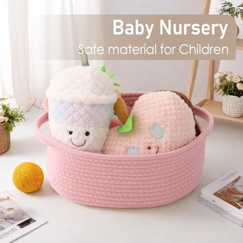 JMvicyroam Small Woven Basket, Empty Gift Basket, Pink/1 Pack - Image 5
