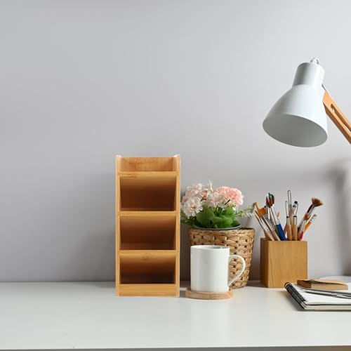 Brown Wooden Desk Organizer Pen Holder Minimalist for Desk - Image 7