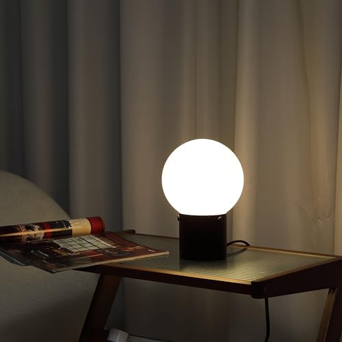 Somniferous Small Table Lamps Set of 2, Black Table Lamp with Frosted Glass Globe Shade, Mid Century Modern Bedside Lamps, Nightstand Lamps for Bedroom Living Room Dorm, 7W LED Bulb Included - Image 2