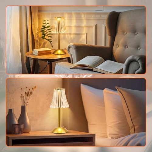 Liliful 1 Pcs Cordless Table Lamp LED Touch, Gold, Rose Style - Image 6