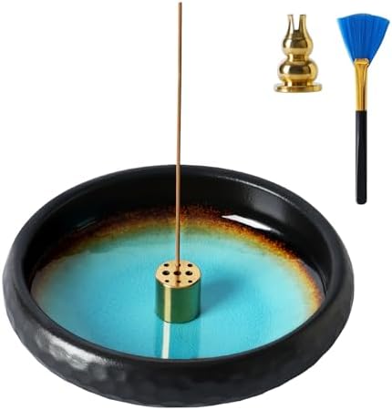 6 Inch Japanese Incense Holder Stick,Ceramic Handmade Crack Blue Glaze by Unknown