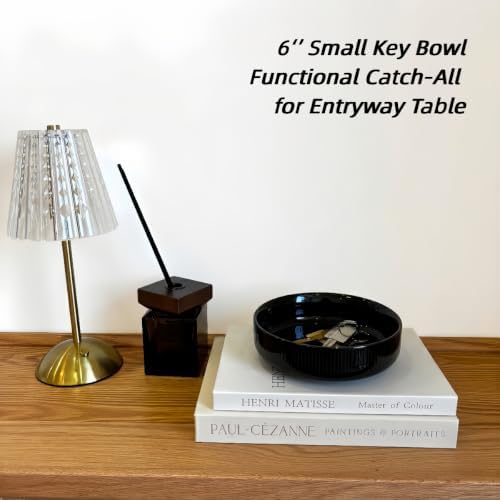 6'' Key Bowl, White Decorative Bowl With Ribbed Design, key Holder for Entryway Table, Purse Bowl, Candy Dish (Black) - Image 4
