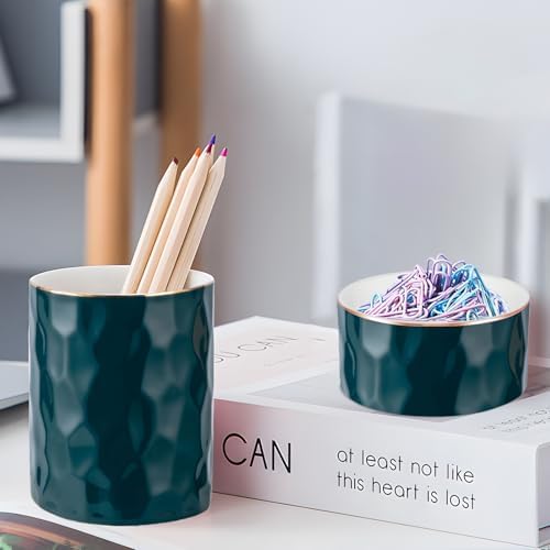 Concrete Desk Accessories Set, Pen Holder and Paperclip Holder for Office - Image 2