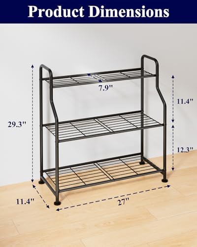 Kitsure Metal Plant Stand Indoor & Outdoor, 27" Wide - 3 Tier, Black - Image 3