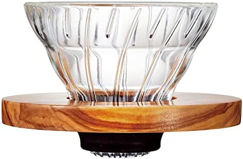 HARIO VDGR-01-OV V60 Heat Resistant Glass Transparent Coffee Dripper Olive Wood 01 Coffee Drip for 1-2 Cups by Hario