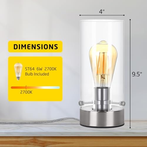 Table Lamp for bedroom, Modern Glass Lamp Bedside Lamps for Night stands - Image 2