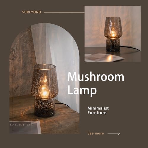 Mushroom Lamp,Small Table Lamp,Mini Cute Lamp Nightstand Lamp Kitchen Glass,Translucent Raindrop,Suitable for Bedrooms, Kitchens, Bedside, Girl Gifts(Raindrop Black) - Image 4