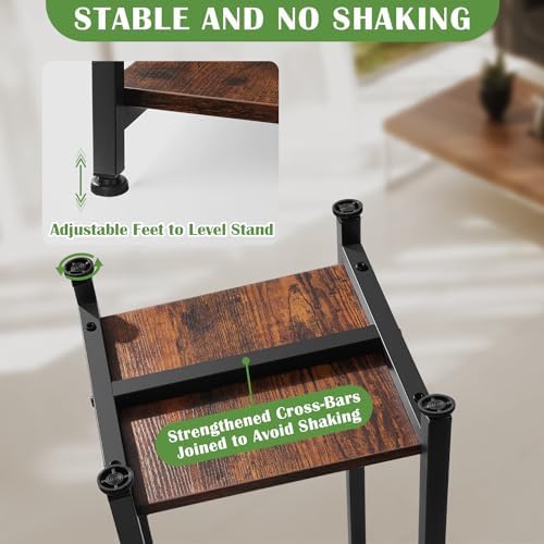 Dipion 40 Inch Tall Plant Stand Indoor,2 Tier Pedestal Stand,Rustic Brown - Image 3