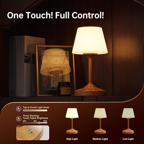 Dawnwake Table Lamp Cordless Lamp,Outdoor Waterproof Shower Lamp,5000mAh Rechargeble Battery Operated Lamps Dimmable Touch Desk Lamps,LED Night Light for Bathroom Patio Camping Restaurant Home - Image 5