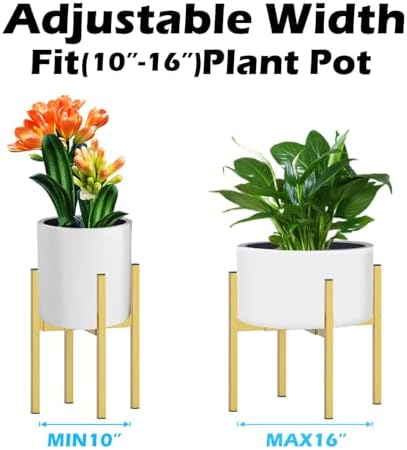 Heavy Plant Stand for 10"-16" Plant Pot Indoor Outdoor Corner, Adjustable Metal Heavy Duty for Large Pot (Golden 1 Pack) - Image 3