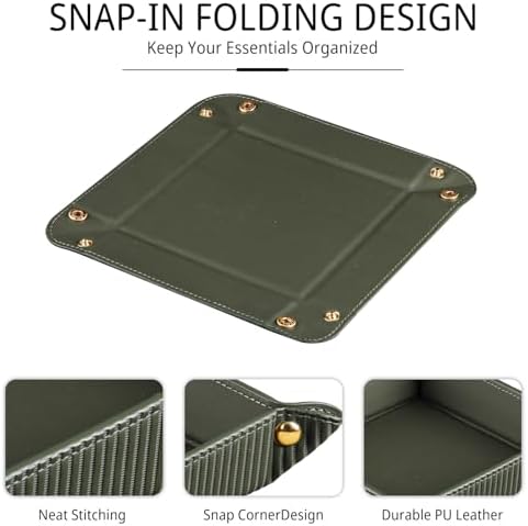 YAPISHI Luxury Valet Tray for Men, PU Leather Vanity Jewelry Catchall Tray - Image 5