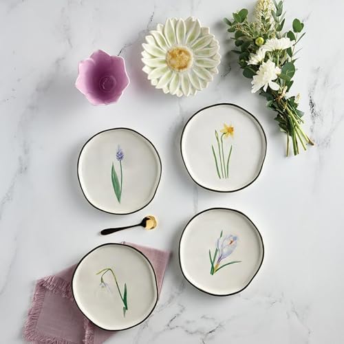 47th & Main Decorative Trinket Tray Flower Shaped Glazed Stoneware Dish for Home Décor, 6" Diameter x 1" Deep, Gerbera Daisy - Image 3