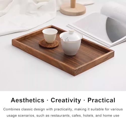 11.8 x 7.8 Inches - Black Walnut Wood - Wooden Serving Tray, Rectangular Decorative Platter for Kitchen, Coffee Table and Home Decor - Image 4