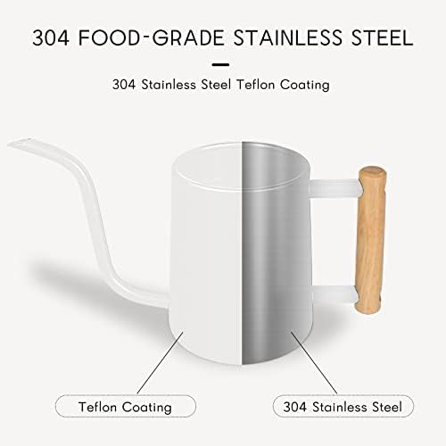 Watering Can Indoor Plants, 35 oz/1000 ml Metal Stainless Steel Watering Can Pot with Long Spout for Indoor House Plants Bonsai Outdoor Garden Flower Decorative (White) - Image 5