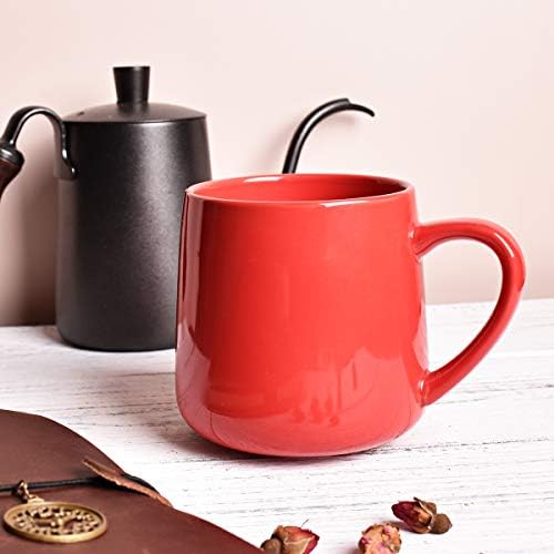 Bosmarlin Glossy Ceramic Coffee Mug, Tea Cup for Office and Home, 18 oz, Suitable for Dishwasher and Microwave(Red, 1) - Image 2