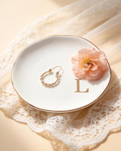 Ceramic Jewelry Tray Trinket Ring Dish Personalized Gifts for Women Bride by Fmeida