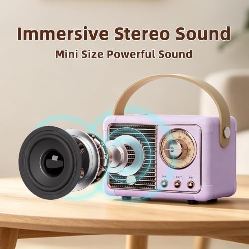 Baolira Retro Bluetooth Speaker, Gifts for Teen Girls Women, Purple Decor - Image 5