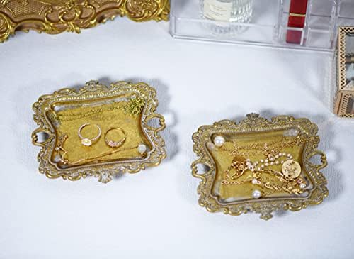 Funly mee Antique Trinket Dish Vintage Jewelry Tray, Ring Holder (Gold, Small (Pack of 2)) - Image 2
