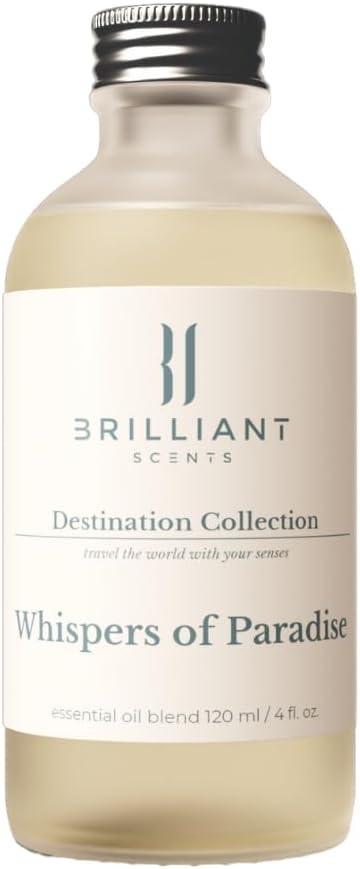 Brilliant Scents Whispers of Paradise Fragrance Oil 120ml - Premium Diffuser Oil for Home, Office, Hotels - Long Lasting, Plant-Based, Meets IFRA Standards, USA-Made - Lemon, Jasmine, Vanilla