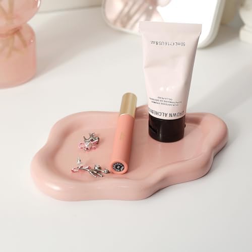 Jewelry Dish Trinket Tray for Women, Ring Dish Holder, Unique Cloud Shape Ceramic Plate Cute Things Vanity Aesthetic Room Decor Mother's Day Birthday (Pink) - Image 4