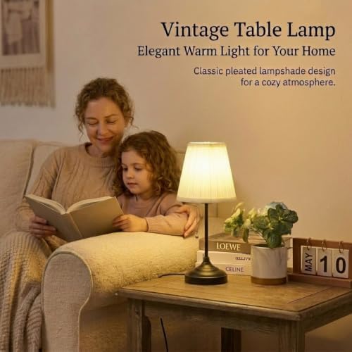 Modern Table Lamp for Bedroom, Black Bedside Lamp Nightstand Lamp - Image 2