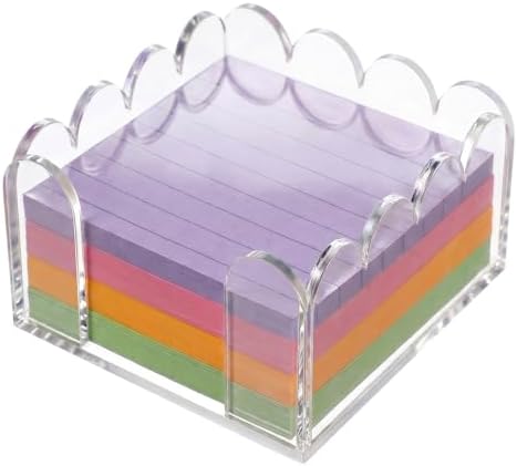 Skrfren Scalloped Acrylic Sticky Note Holder 3x3 Inch Notepad Holder with Wave Design Crystal Clear Sticky Note Holders Dispenser Thick Acrylic Desk Organizer for Office Home Dorm Classroom by Unknown