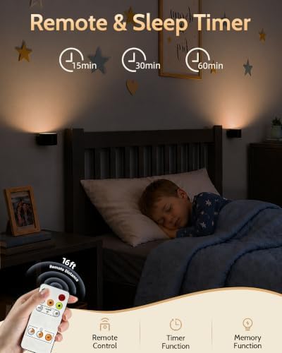 Rechargeable Wall Sconces with Remote, Magnetic Wall Lights, Black - Image 3