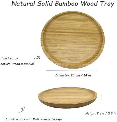 Wood Vanity Tray, Bathroom Counter Solid Bamboo Organizer, Toilet Tank Top Wooden Serving Plate for Dinner Tea Coffee (Natural Bamboo Color, 9.8 x 9.8 inch) - Image 2