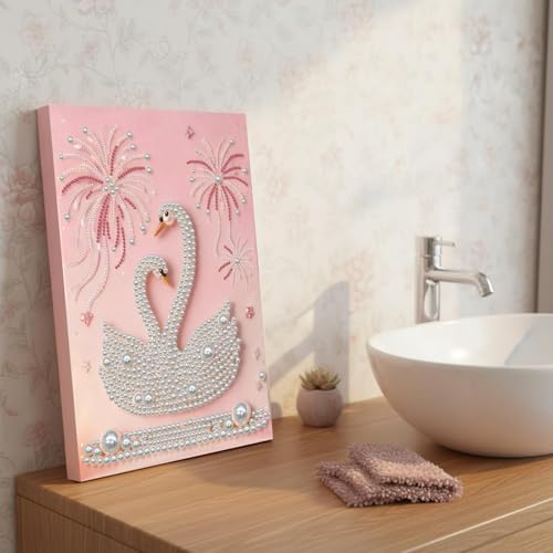DIY Pearl Painting with Frame, Creative Design, Handmade Stress-Relieving Home Wall Decoration, Includes Frame and Tools-Swan - Image 5