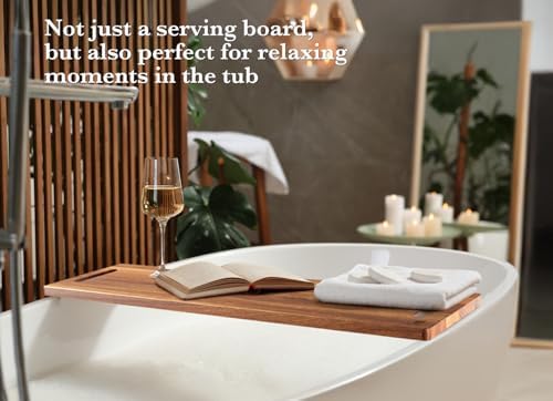 Large Charcuterie Board – Featuring Built-In Side Handles, 32" Acacia Wood Serving Board for Cheese, Meat & Appetizers – Extra Long Kitchen Platter for Gatherings, BBQ & Home Decor - Image 6