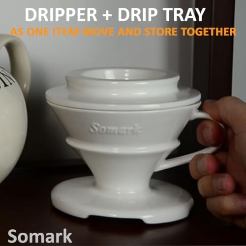 Pour Over Ceramic Coffee Dripper #2 Filters, with Drip Tray - Image 5