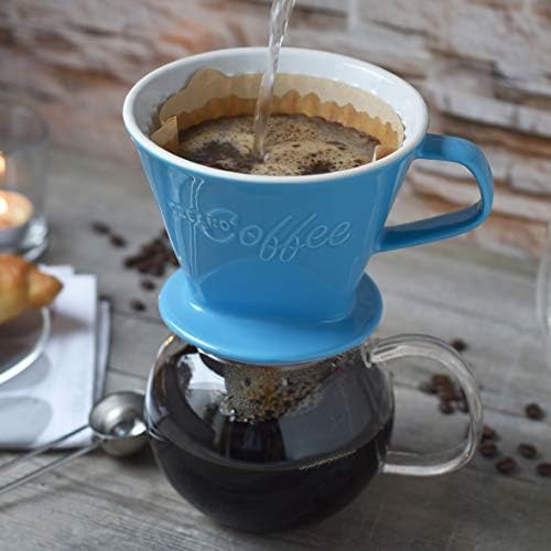 Creano XXL Porcelain Coffee Dripper Blue - Ceramic Cone Brewer - Pour Over Coffee Maker - Filter Size 4 - huge and heavy quality 800gr/28oz - 6 Colours availeble - Image 6