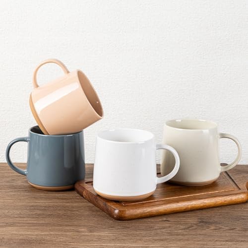 GBhome Ceramic Coffee Mugs Set of 4, 16oz Handmade Coffee Mugs by GBhome