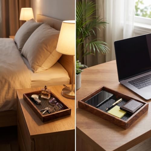 Valet Tray Wooden Catch All Tray Nightstand Tray Valet Desk Tray - Image 5